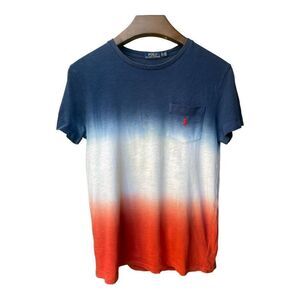 🇺🇸 Polo Ralph Lauren Men’s Dip Dye Tee Red White Blue Size L